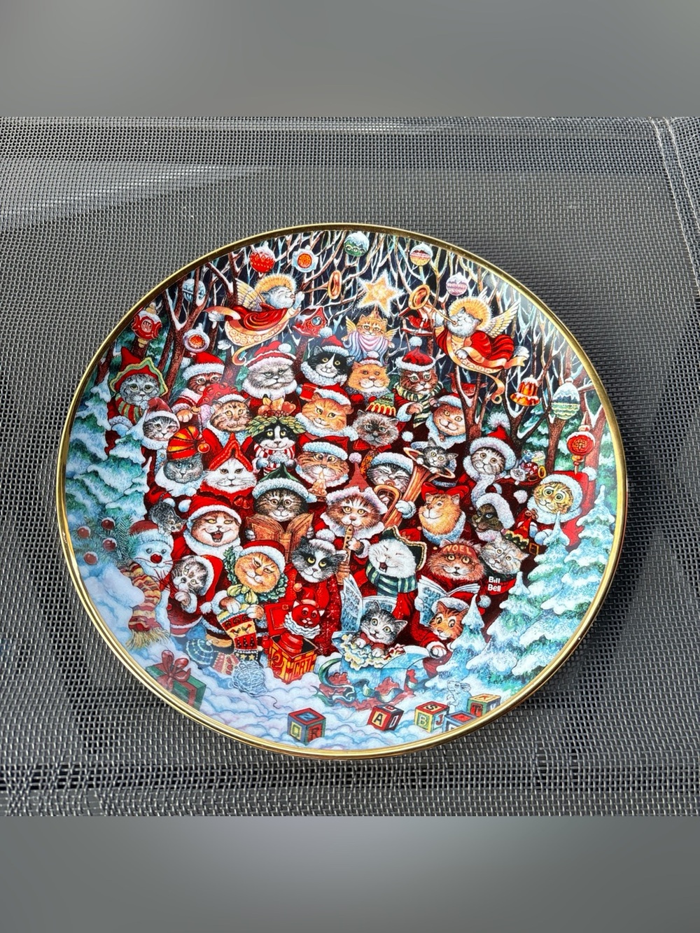 Franklin Mint Santa Claws Cats by Bill Bell Ltd Ed Collector Plate Christmas